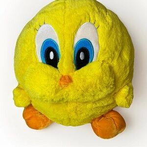 Looney Tunes BABY‎ TWEETY BIRD 12" Plush Chubby Cheeks Round Pillow Six Flags J9